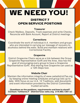 District 7 Open Service Positions